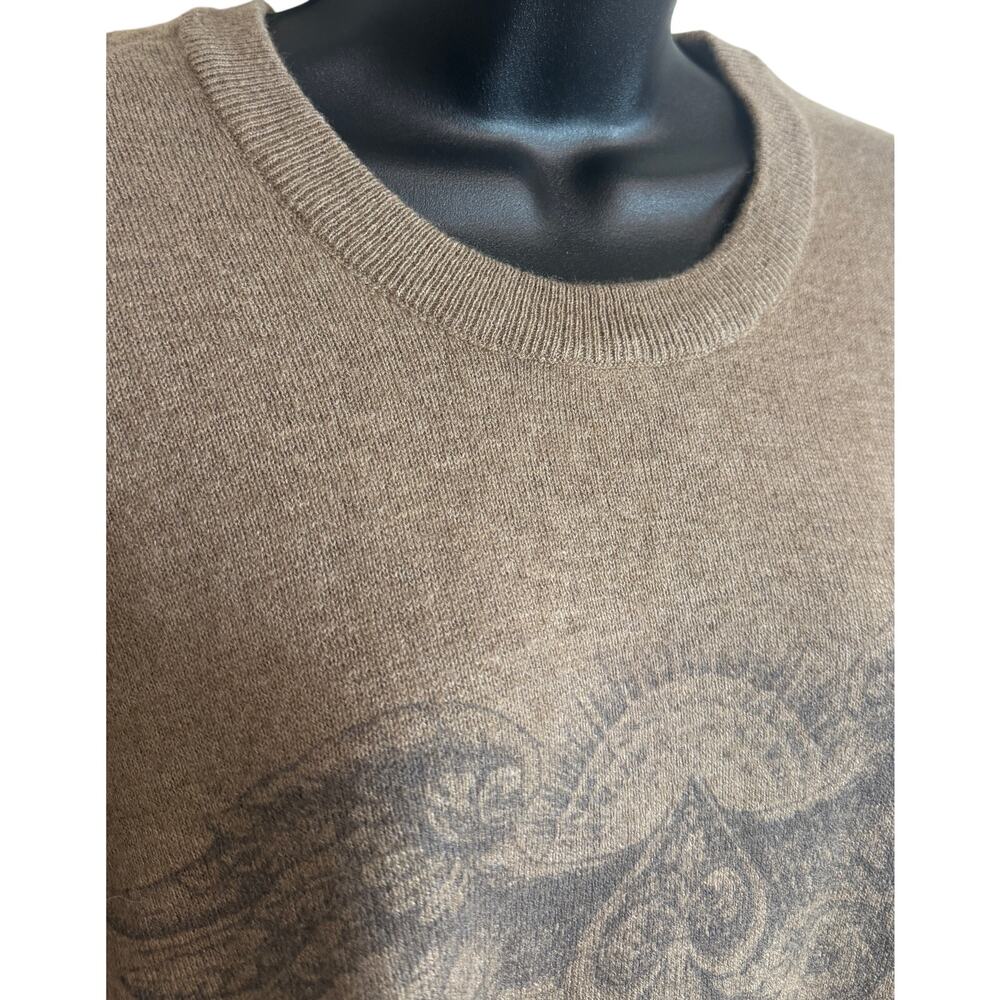 Lucky Brand XXL Brown Skull Graphic Sweater Knit Long Sleeve Crew Neck NWT New - Picture 4 of 9